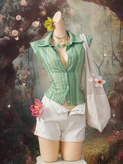 SHEIN DivaQ Camiseta de manga corta de estilo vacacional multicolor para mujer