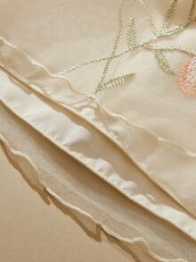 SHEIN Đầm hè cho bé gái, đầm hai dây cổ mảnh, chân váy xòe, màu hồng đào nhạt với họa tiết hoa và thêu, tinh tế và thanh lịch cho các buổi tiệc, họp mặt, tiệc chiêu đãi, phong cách công chúa sang trọng, đám cưới ngoài trời, bé gái cầm hoa, đầm công chúa. - Màu be - Xem 4