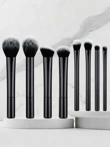 High-Quality 8pcs/Set Black Glossy Professional Makeup Brush Tool Kit Including Powder, Blush, Contouring, Eyeshadow, Highlighter Brush With Material For Impeccable Makeup Look,Brush Set,Makeup Brush Kit,Make Up Brush Set,Make Up Set Complete,Makeup Brush Set,Complete Makeup Kit,Brush Kit,Brushes Makeup Set,Makeup Gift Set - Black - View 6