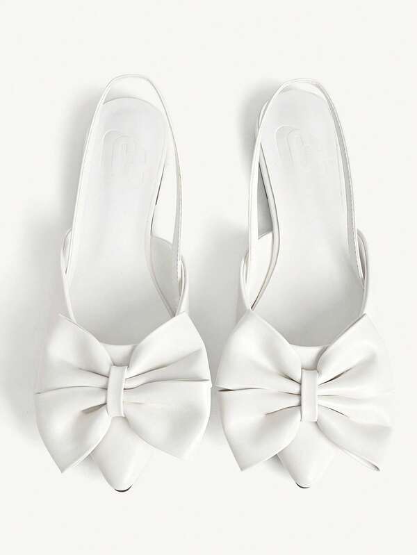 CUCCOO CHICEST Woman Shoes Cute Bow Decor Point Toe Vacation Black Slingback Satin Flats For Summer Vacation Shoes Summer Elegant Flats Spring Shoes Spring Break Easter For Christmas Valentine's Day Elegant Shoes