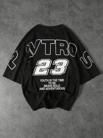 PAVTROS 男士个性化大号后背印花时尚T恤