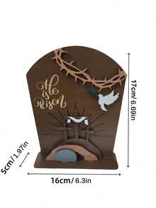 1件黑色复活节墓碑木质多层粘贴工艺摆件家居复活节装饰3D摆件 - 黑色 - 查看 8