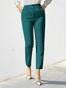 Aveloria Modichic Women's Solid Color Simple Daily Suit Pants  - Dark Green - View 1