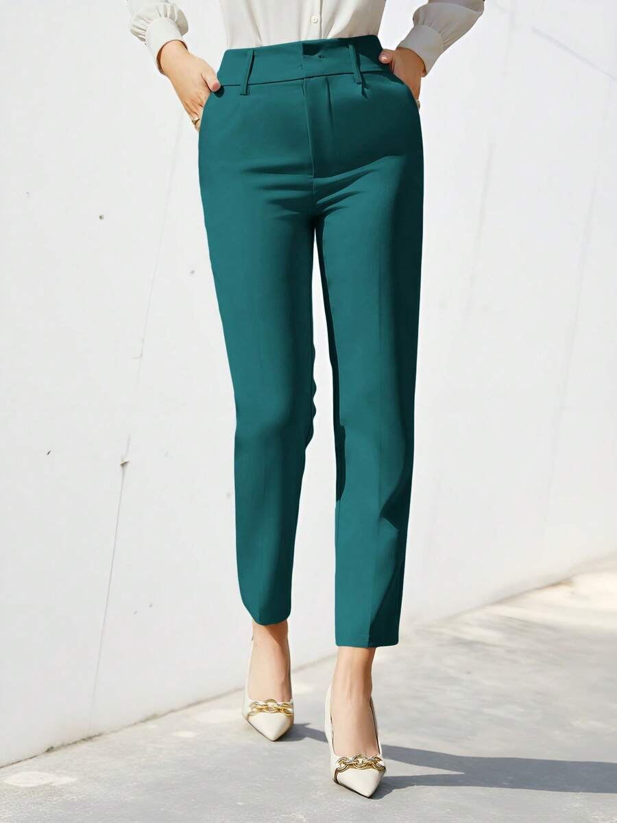 Aveloria Modichic Women's Solid Color Simple Daily Suit Pants  - Dark Green - View 1