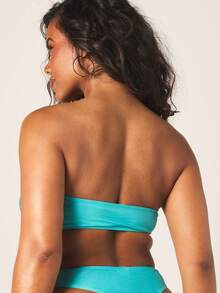 MISSGUIDED Bandeau Bikini Top With Knotted Front Detail Strapless Swimwear Summer Beach Vacation Turquoise - Mint Green - View 3