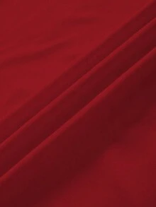 Women's Casual Letter Print Round Neck Short Sleeve T-Shirt, Summer - Red - View 4