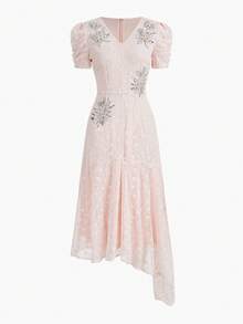 ZEYLAH 蕾丝亮片串珠连衣裙 - 粉色 - 查看 2
