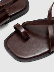 CUCCOO BIZCHIC 女士休闲时尚通勤及度假风编织露趾交叉凉鞋 - 咖啡 - 查看 7