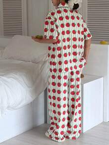 DAZY Tween Girls Full Print Short Sleeve Pants Pajama Set, Fall - Multicolor - View 5