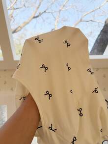 SHEIN 蝴蝶结印花短袖睡衣套装 - 彩色 - 查看 7