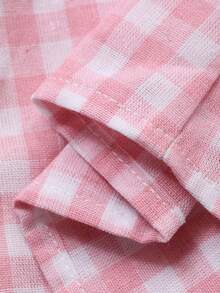 DAZY Camisa casual de manga larga con estampado a cuadros, estilo coreano para niña bebé - Rosa - Ver 9