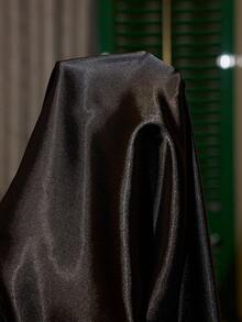 SHEIN Women's Sexy Black Satin Mid-Length Slip Dress, Delicate Embroidered Lace Patchwork Backless Tie Design, Adjustable Spaghetti Straps - Black - View 7