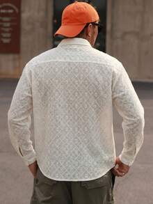 DAZY Men's Casual Long Sleeve Button-Front Shirt, Minimalist Style, Suitable For Spring & Autumn - Beige - View 2