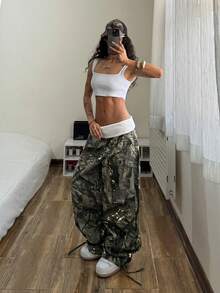 StreetHx Women's All-Over Print Contrast Waistband Casual Wide Leg Jeans - Multicolor - View 7