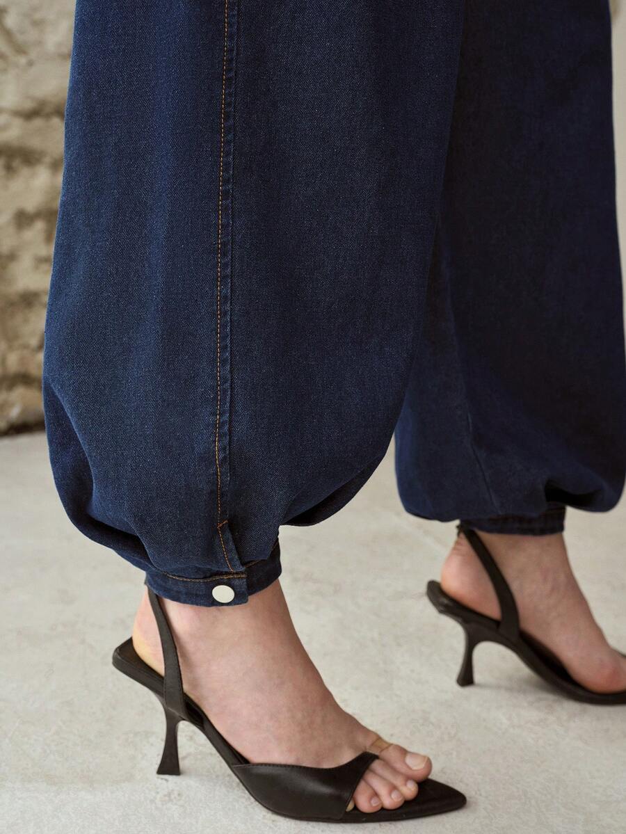 MOTF PREMIUM FOLD PLEATED DENIM JOGGER PANTS, SPRING/SUMMER - Blue - View 2