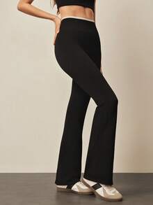 With My Calm 无缝运动提臀高腰紧身裤 - 黑色 - 查看 4