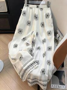 GlowEve Quần ống rộng dáng suông họa tiết hình học dành cho nữ, thích hợp cho kỳ nghỉ. - Nhiều màu - Xem 3