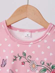 Set de 2 piezas de camisón y ropa de estar informal con volantes en las mangas para niña, para primavera/verano - Multicolor - Ver 7