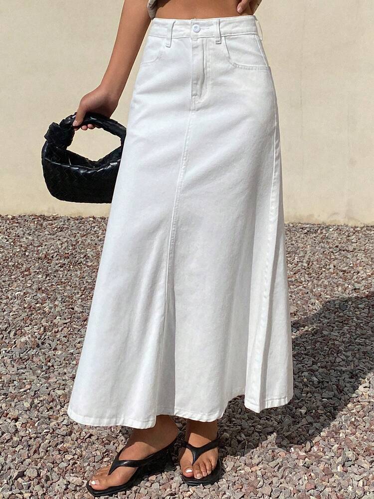 Women's Regular Waist Mermaid Maxi Denim Skirt, Elegant