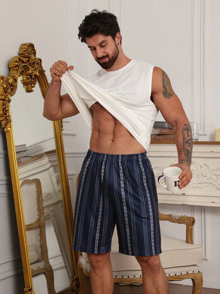 Men's Black Short Pajama Bottoms, Summer