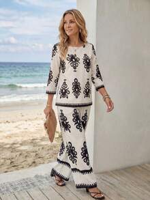 Faunlyn 女士度假休闲复古印花衬衫 - 彩色 - 查看 3