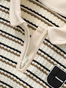 SHEIN Casuvi Kids Set de 2 piezas de top con media cremallera y pantalones cortos de tela acanalada para niño, versátil para verano, exterior, todas las ocasiones, simple y cómodo - Multicolor - Ver 8