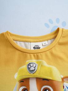 SHEIN | PAW Patrol Young Boys' Cute Cartoon 3D Puppy Chase Print Ombre Blue Loose Fit Round Neck Short Sleeve T-Shirt - Yellow - View 3
