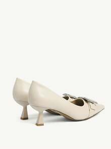 CUCCOO CHICEST 女士纯色尖头水钻装饰优雅高跟鞋 - 杏色 - 查看 9