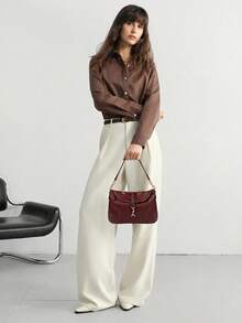 SHECARRY 女士单肩包，时尚百搭通勤手提包 - 酒紅色 - 查看 7