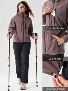 OutZeal Women Shell Jacket Camping Hiking Water-Resistant Mulit Zip Pocket - Purple - View 4