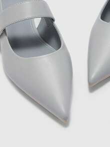 CUCCOO BIZCHIC Light Blue Simple Square Buckle Elegant Generous Fashion Commuter Pointed Empty Flat Shoes - Light blue - View 9