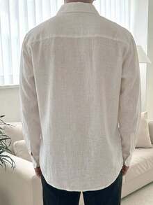 DAZY 男士长袖白色正装衬衫，适合夏季工作穿着 - 白色 - 查看 2