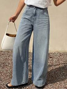 DAZY Women's Regular Waist Loose Straight Leg Casual Jeans - Light Wash - View 6