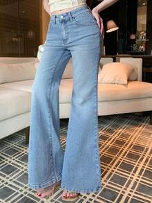 DAZY Women's Flare Jeans, Casual Sexy Denim Pants Y2k - Light Wash - View 3