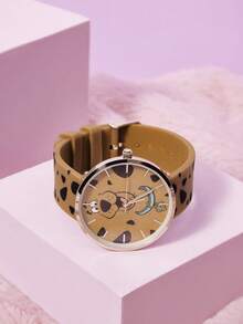 SCOOBY-DOO X SHEIN Cute Brown Spot Cartoon Print Silicone Watch 2026 New Casual Quartz Wristwatch - Brown - View 2