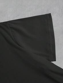 Women's Casual Letter & Cat Print Round Neck Short Sleeve T-Shirt, Summer - Black - View 3