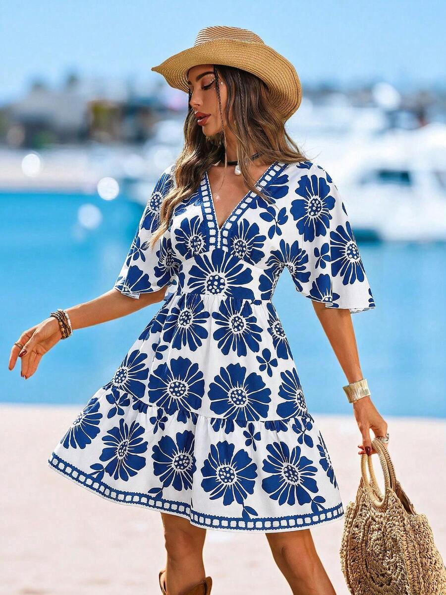 Sylviya 女士休闲印花连衣裙 夏季女装 夏季连衣裙 沙滩装 女士沙滩裙 女士度假装 女士度假裙 沙滩度假装 女士休闲连衣裙 女士印花连衣裙 夏季沙滩装