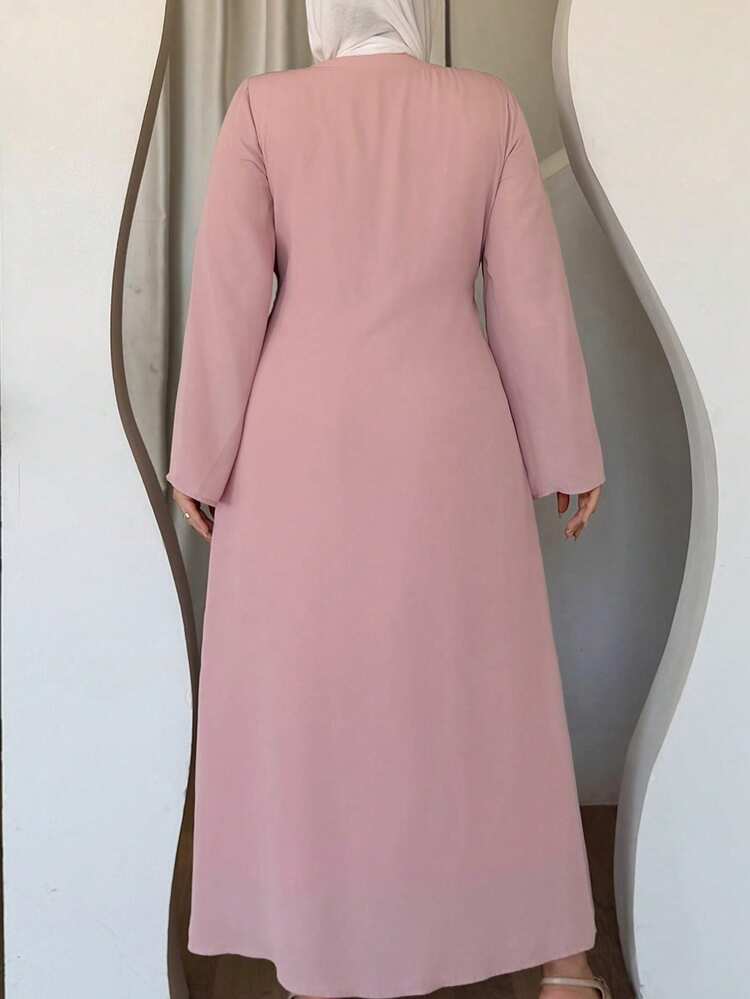 Dazy Plus Plus Size Women Elegant V-Neck Patchwork Chiffon Long Sleeve Dress, Party Wear Sundress