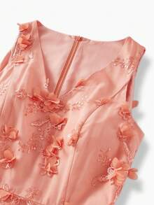 ZEYLAH 贴花花卉刺绣连衣裙 - 橘色 - 查看 6