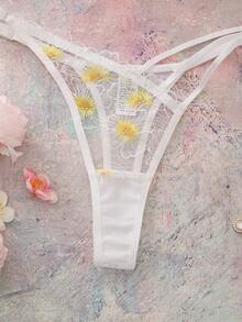 2pcs Sheer Daisy Underwire Bra Set - Multicolor - View 5