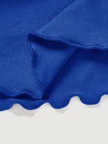 SHEIN MOD Falda casual y versátil para citas con diseño plisado y retorcido de unicolor para mujer - azul real - Ver 4