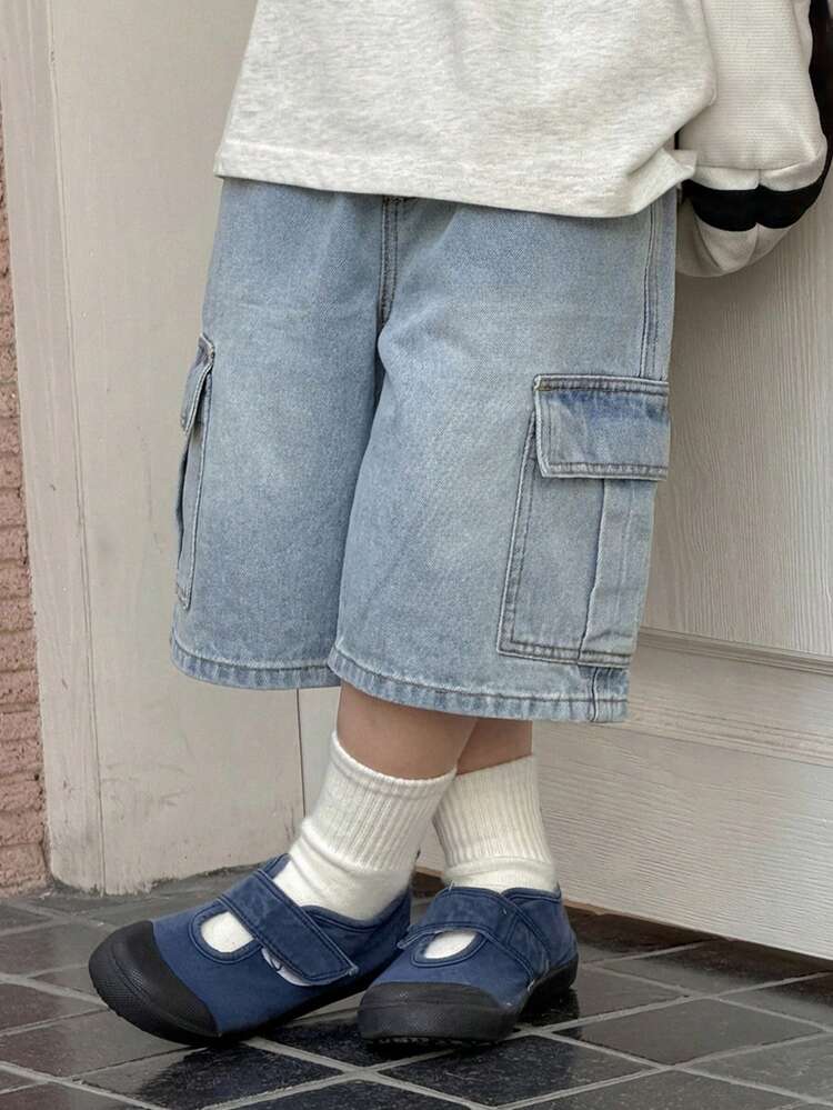 Young Boys' Fashionable Multi-Pocket Denim Shorts