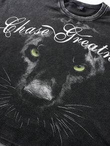 ROMWE MEN Street Life Áo tank top nam dáng rộng cổ tròn, in chữ và họa tiết, thích hợp mặc mùa hè. - màu đen - Xem 6