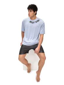 Rest Era Top de pijama para hombres con estampado de letras y unicolor - Púrpura malva - Ver 6
