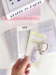 Joivida 10/20 piezas por paquete Archivo de hoja transparente A6/A7/M5/A8, hoja de álbum de fotos de doble cara, hoja en funda, hoja de archivo de libro de pegatinas, hoja en bolsillo, excelente material de PP, tarjeta de foto de ídolo, postal, tarjeta de intercambio, foto, tarjeta de estudiante, tarjeta de identificación, papelería de oficina, planificador adecuado - Multicolor - Ver 1