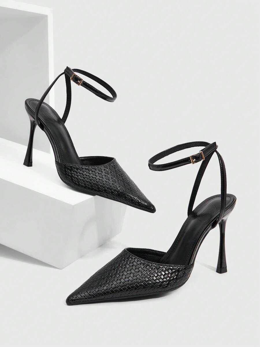 CUCCOO SZL Women's Fashionable Elegant Pointed Toe Buckle High Heels - Black - View 1