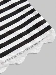 ROMWE Y2K 复古音符和钢琴键盘印花紧身蕾丝边吊带背心三件套 - 彩色 - 查看 9