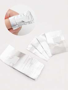 200片装大容量铝箔卸甲贴，快速卸甲，防漏，易撕，银色美甲工具，专业沙龙及居家美甲护理必备，卸甲护理 - 銀色 - 查看 3