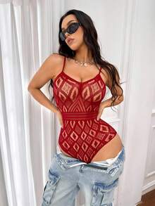 ChaseTheNight 1 chiếc áo hai dây nữ gợi cảm họa tiết da báo, thích hợp cho Ngày Valentine. - Màu Đỏ Sâu - Xem 5