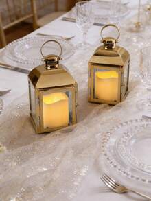 Cirelle European-Style Windproof Glass Candle Holder - Stainless Steel Lantern For Outdoor & Indoor, Elegant Wedding Table Decor - multicolor - View 5